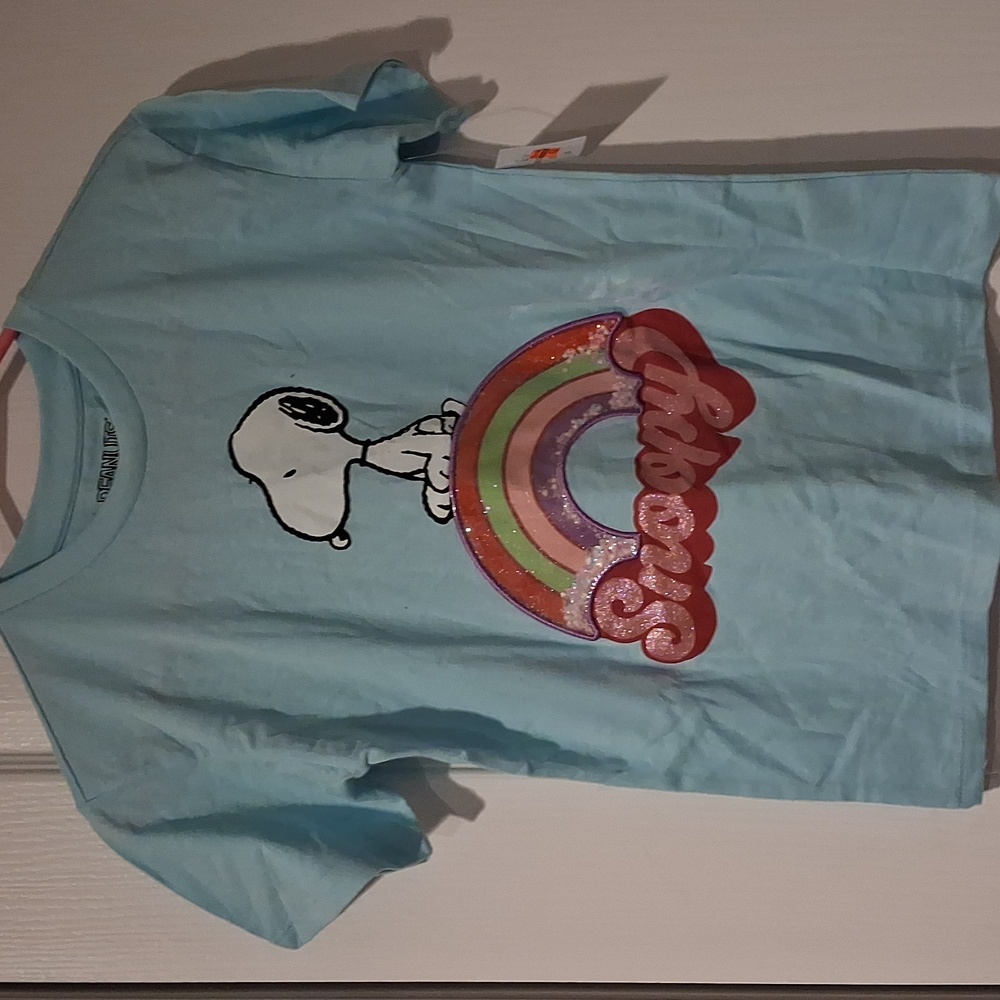 NWT Girls Peanuts Snoopy Rainbow Confetti Bubble Tee